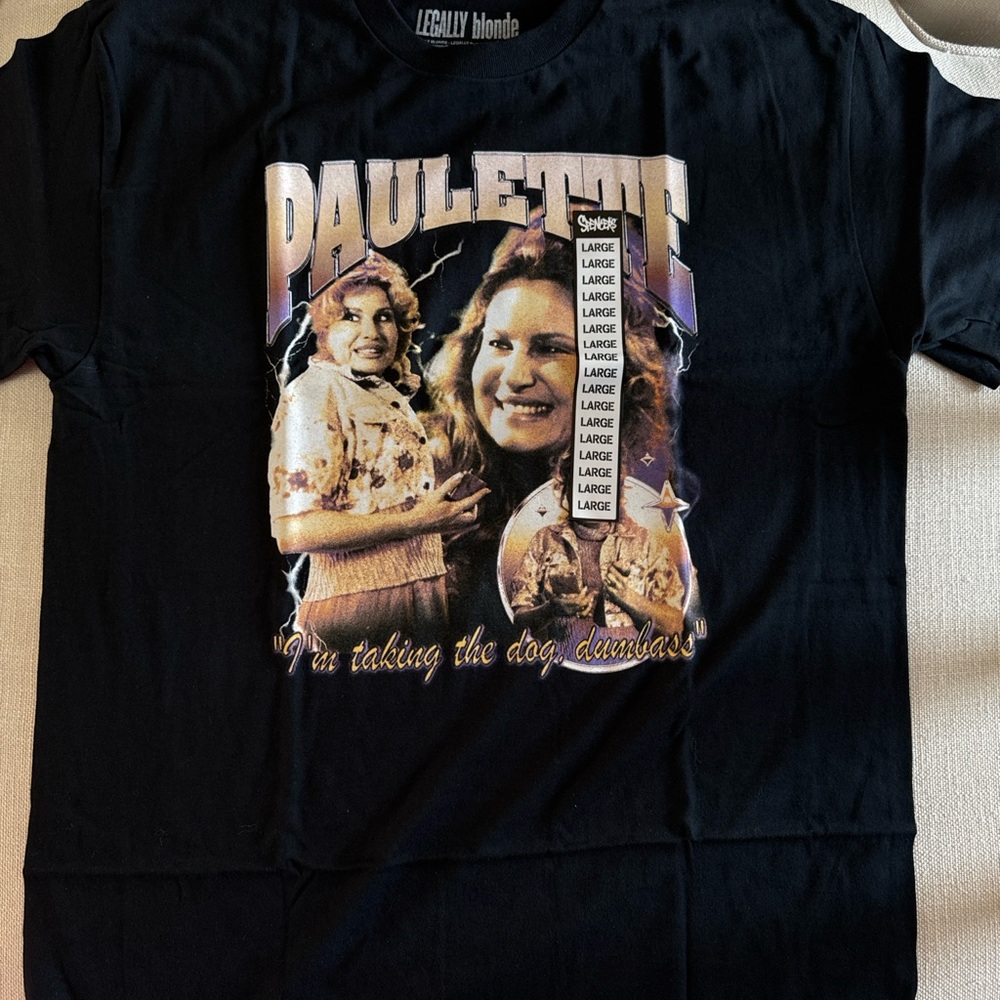 NWT Jennifer Coolidge Black Short Sleeve Tee with Graphic Design